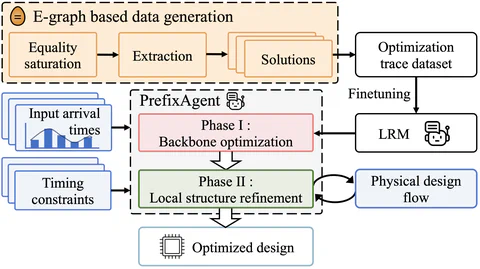 PrefixAgent: An LLM-Powered Design Framework for Efficient Prefix Adder Optimization — overview